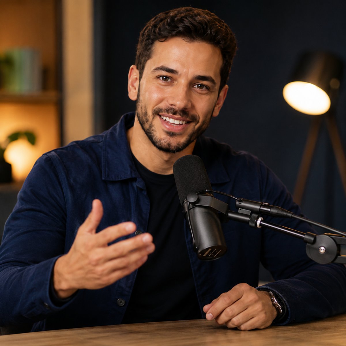 Guilherme Santos, criador do Conserta Fácil, falando em um microfone